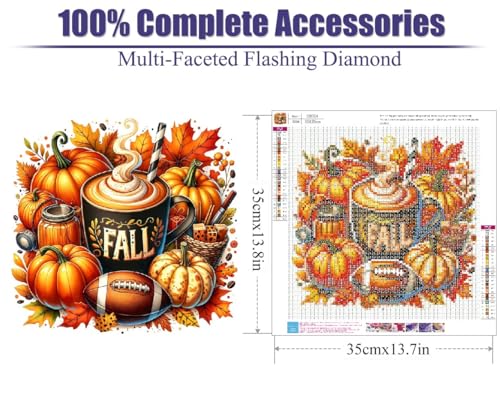 LWZAYS Fall Diamond Painting Kits for Adults, 5D DIY Diamond Art Kits Full Round Drill, Pumpkin Paint with Diamonds Crafts Mosaic Art for Home Wall Decor 14X14 Inch - color: G8024-US