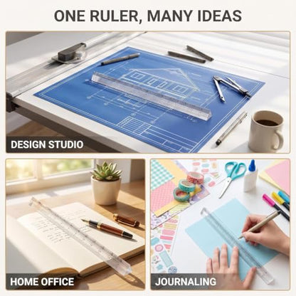 Triangle Ruler Set, Small Architectural Scale Ruler Pocket Size Ruler Metric Ruler Plastic Clear Ruler Triangle Ruler Drafting Tools Office, Drafting Tools for Office and School(15CM) ﻿