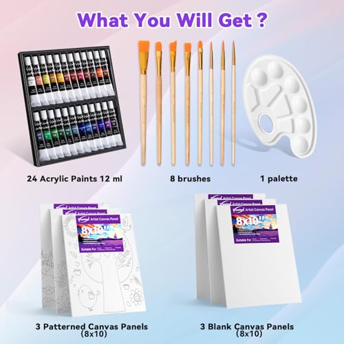 Painting Kit Paint Set for Kids | DRAWLEX Acrylic Paint Set for Kids Adults Paint Supplies Kit for Beginner Art Lovers