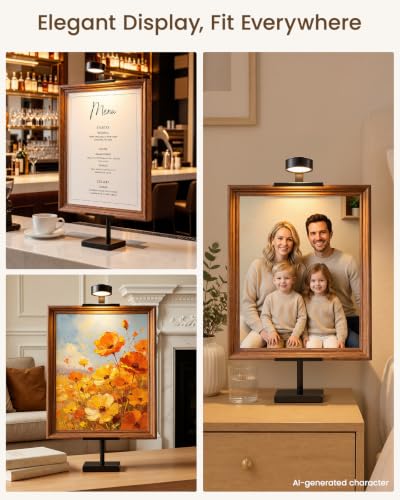 Adjustable Tabletop Easel Stand with Picture Frame Light, Black | Picture Easels for Display Up to 29" H, Picture Frame Holder, For Art, Photo - color: Light Black