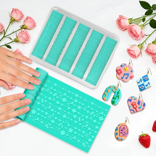 beinkmake 5Pcs Music Pattern Polymer Clay Texture Rollers, Plastic Clay Tools with Storage Case for DIY Jewelry Making, Scrapbooking, Pottery Crafting - color: Music Pattern