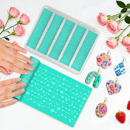 beinkmake 5Pcs Music Pattern Polymer Clay Texture Rollers, Plastic Clay Tools with Storage Case for DIY Jewelry Making, Scrapbooking, Pottery Crafting - color: Music Pattern