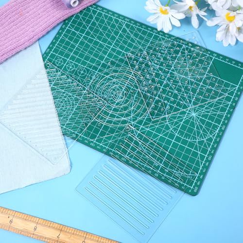 Acrylic Sashiko Stencil 4 Pcs Dots Lines Arcs Slashes 4.7 x 4.7 Inch