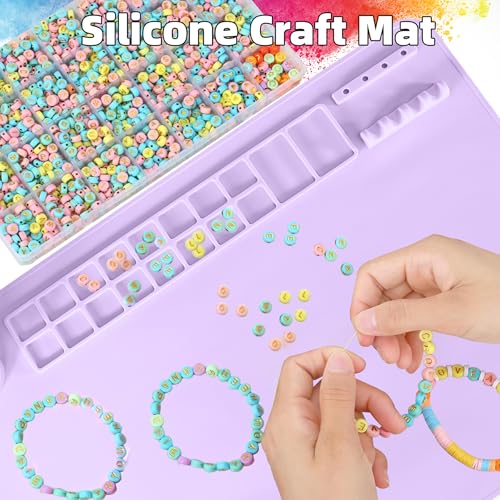 Silicone Painting Mat, 20"X16" Craft Mat,Large Art Mat Clay Mats | Paintbrush Holder, Nonslip Color Dividers Silicone Mats with Built in Cup for Painting, Table, Resin and DIY Purple - color: Purple