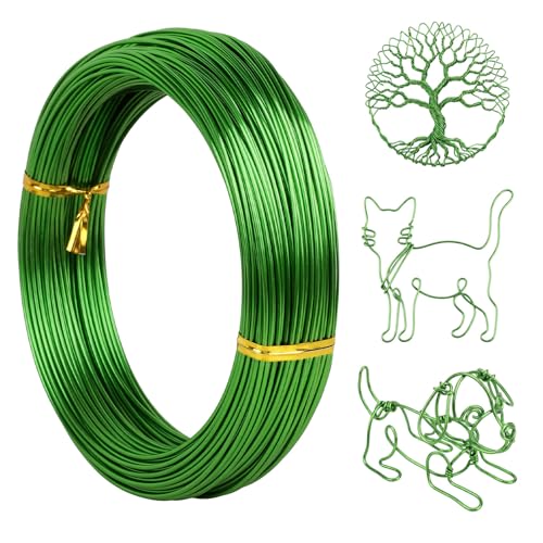 Tenn Well 165ft 18 Gauge Aluminum Craft Wire Green Bendable for Jewelry | Bendable metal wire for sculpting, floral making, wreath making, wire wrapping, Christmas - color: Green