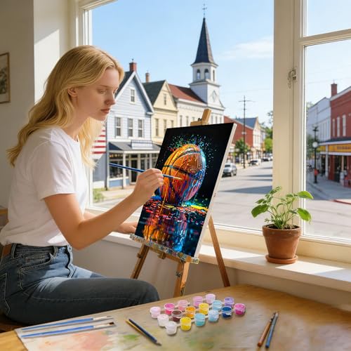4 Pack Paint by Numbers Kit for Adults Beginner,Ball Sports 12x16 In - color: 4 pack paint by number-1225