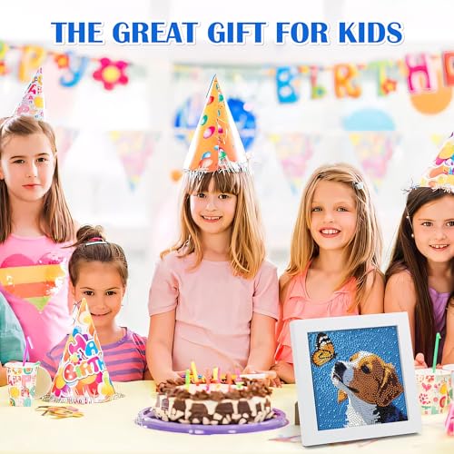 Leixonl Diamond Art Kits for Kids with Framed (7 in) Cartoon Animals DIY Gem Art Painting - Arts & Crafts Gifts for Beginners & Teens (Dog) - color: Dog