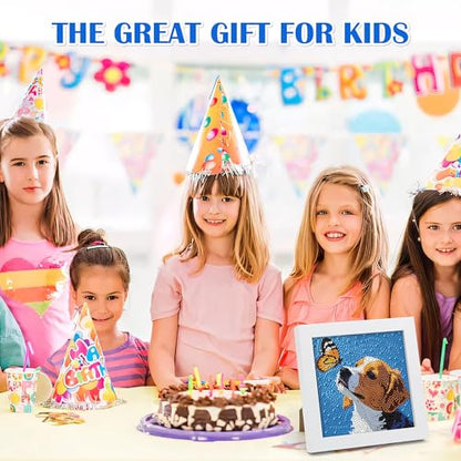Leixonl Diamond Art Kits for Kids with Framed (7 in) Cartoon Animals DIY Gem Art Painting - Arts & Crafts Gifts for Beginners & Teens (Dog) - color: Dog