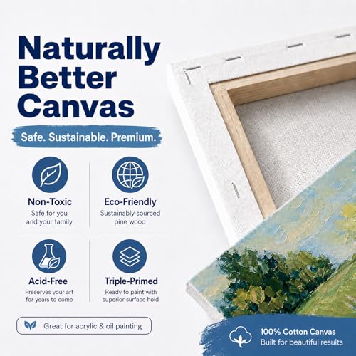 5 Pack 100% Cotton Stretched Canvas for Painting | Multi Sizes 4x6,6x8,8x10,9x12,11x14,Acid-Free Canvas for Oil & Acrylic,Kids,Beginners & Artists,art supplies for adults - size: 5CV