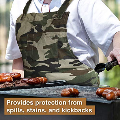 Hudson Durable Goods - Professional Grade Chef Apron for Kitchen, BBQ & Grill - color: Camouflage