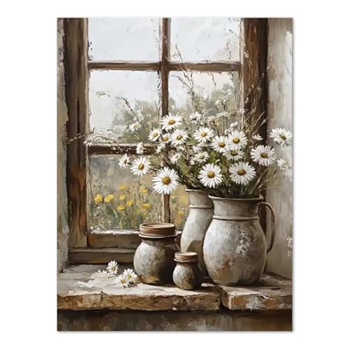 WULINHUAFA Daisy Diamond Painting Kits for Adults 12x16 inch | Flowers Diamond Art Kits for Beginner, DIY 5D Full Round Drill Gem Art Painting Kits for Home Wall Decor - color: FLOWER