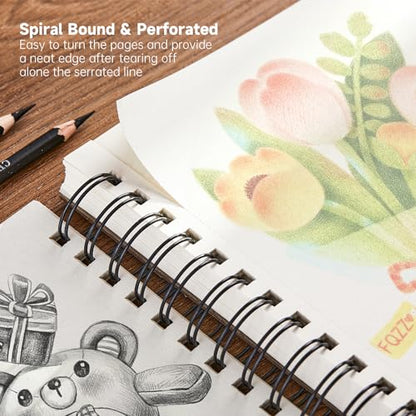 Shuttle Art 9x12” Sketchbook, 220 Sheets Total, Pack of 2(110 Sheets Each), 68lb/100gsm Thick Paper, Spiral Bound Mixedmedia Sketch Pad, Acid-free Drawing Pad for Kids Adults Artists Sketching Drawing - size: 110 Sheets x2