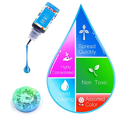 Alcohol Ink Set - 22 Colors x 0.35oz Alcohol Based Ink for Epoxy Resin Painting, Resin Petri Dish Making - Concentrated Alcohol Paint Color Dye for Resin Art, Coaster, Yupo, Tumbler Making - 10ml Each