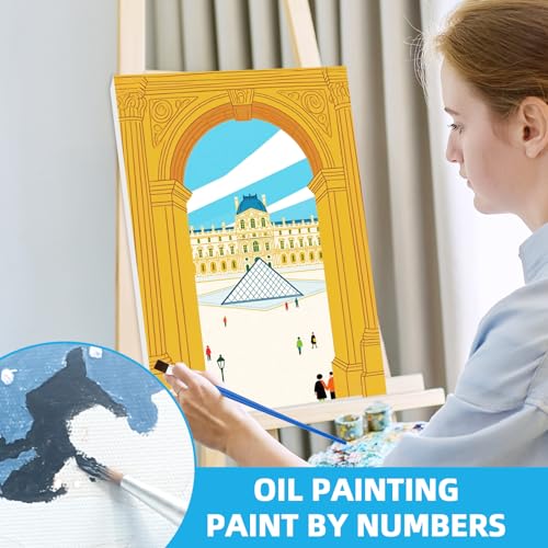 EggSun 6 Pack Framed Paint by Numbers Kit for Adults,Beginners with Wooden Easel,DIY Acrylic Oil Painting Paint by Numbers Kits on Canvas for Home Decor(Scenery-Cityscape,8x12Inch) - style: Scenery Cityscape