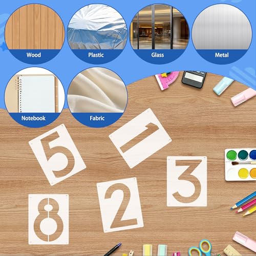 10PCS Number Stencils,5 Inch Plastic Number Stencils Paint Templates - size: 5 Inch