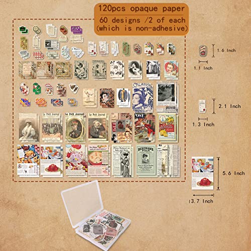 200Pcs Vintage Scrapbook Stickers, Aesthetic Junk Journal Stamping Supplies Kit, Scrapbooking Ephemera Washi Paper for Bullet Journaling Planners Diary Collage (Nostalgic) - style: Nostalgic