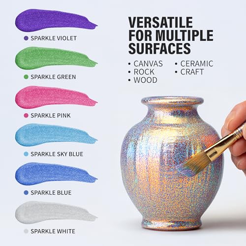 Washable Tempera Paint Set – 6 Colors, 4 fl oz Bottles, Non-Toxic Kid-Safe School & Craft Paint, Easy Cleanup, Thick Creamy Coverage, Classroom Art Supplies, Made in USA (Pearlescent) - color: Pearlescent