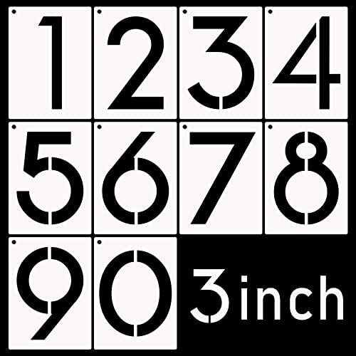DXCYZ 3 Inch Large Number Stencils Kit 0-9 Address Number Stencil, 10PCS Reusable Plastic Painting Number Templates for Mailbox Signs, Door - size: 3 Inch