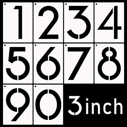 DXCYZ 3 Inch Large Number Stencils Kit 0-9 Address Number Stencil, 10PCS Reusable Plastic Painting Number Templates for Mailbox Signs, Door - size: 3 Inch