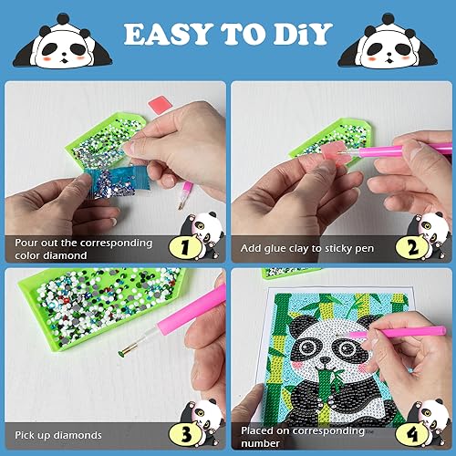 Labeol Diamond Art Kits for Kids Crafts for Girls Ages 6-8-10-12 Easy to DIY Creative Diamond Art Sticker Craft by Numbers Kits for Kids and Adult Beginners (6 Pack Chic) - style: 6 pack Chic