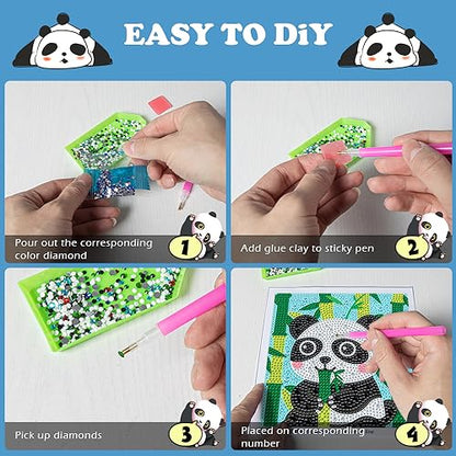 Labeol Diamond Art Kits for Kids Crafts for Girls Ages 6-8-10-12 Easy to DIY Creative Diamond Art Sticker Craft by Numbers Kits for Kids and Adult Beginners (6 Pack Chic) - style: 6 pack Chic