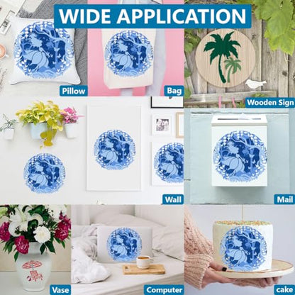 MAYJOYDIY Layered Fairy Stencil Set of 4, 11.8x11.8 Inch Large Moon Forest Fantasy Template with Butterfly Tree Design Reusable for DIY Craft on Canvas, Furniture, Wall Art - color: Layered Fairy