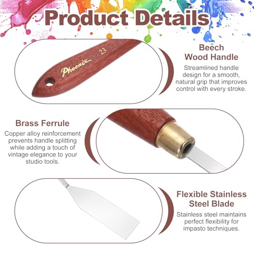 MECCANIXITY Pack of 1 Palette Knife No.23, 7.6" Long Palette Knives with Stainless Steel Flexible Spatula Pallet Knife and Wood Handle for Scraping, Mixing, Oil Acrylic Painting Canvas - style: No.23