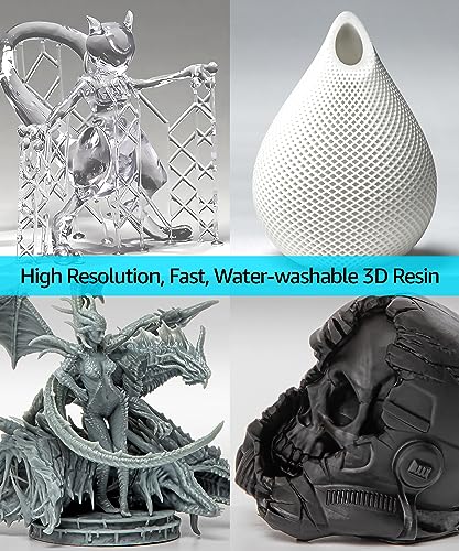 SuperFast 8K 3D Printer Resin Water Washable, 0.5 sec Print (1000g, Black) - color: Black, size: 1000g