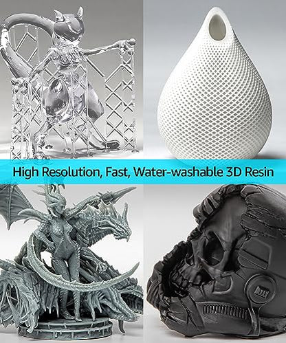 SuperFast 8K 3D Printer Resin Water Washable, 0.5 sec Print (1000g, Black) - color: Black, size: 1000g