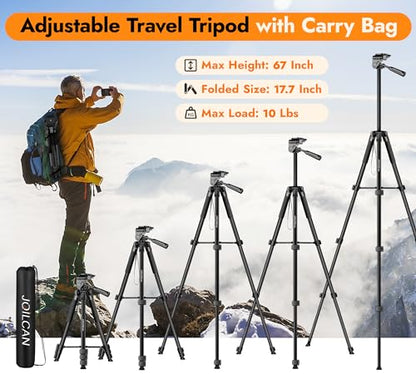 JOILCAN Phone Tripod Stand - 67" Aluminum Extendable Tripod with Remote - color: Dark, size: 67 Inch