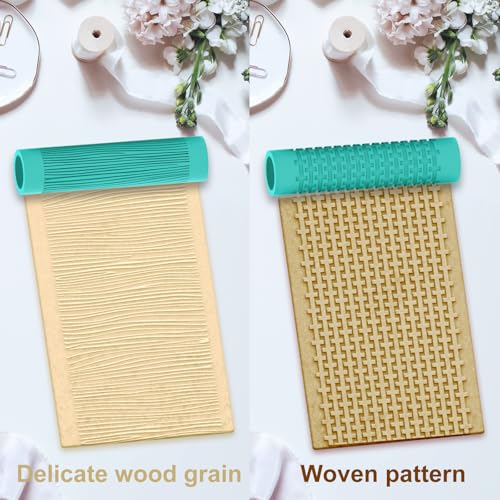 5 Pcs Polymer Clay Texture Roller Wood Clay Roller, Work Like Texture Sheets, Embossing Pottery Stamp, Clays Jewelry Making Kit with Storage Box