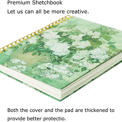 Van Gogh Mixed Media A4 Sketch Book, Spiral Bound Sketch Pad, 1 Pack 60Sheets (98lb/160gsm), Acid Free Art Sketchbook Sketching Drawing Painting Thick Paper for Kids Adults Beginners Artists - color: Roses A4