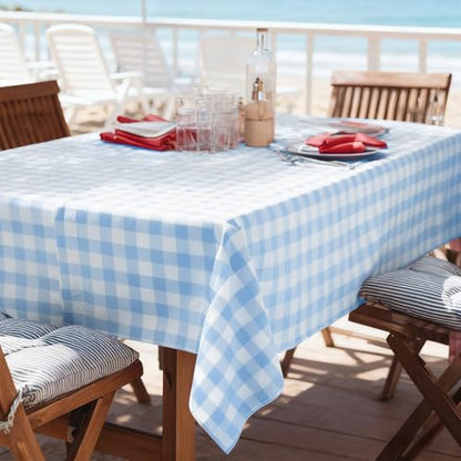 Oigco Light Blue Gingham Tablecloth - 54 x 108 Inches, Rectangle Disposable Light Blue Checkered Tablecloth, Picnic Table Covers for Dining/Camping/Picnic/Outdoor - color: Light Blue Gingham