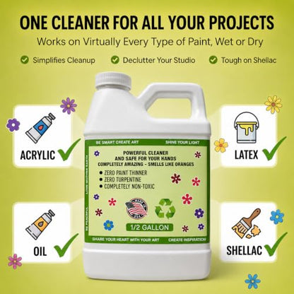 Green Piece Paint Brush Cleaner - Natural Cleaner for Wet & Dry Paint 64 Oz - style: 1/2 Gallon Paint Brush Cleaner
