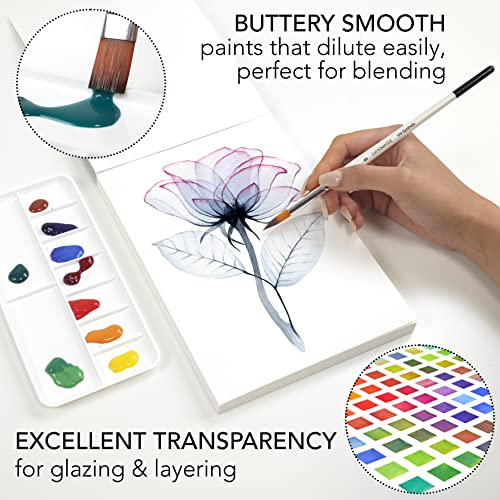 CHROMATEK Watercolor Paint Set - 28 Piece Kit for Adults, Beginners & Professional Artists - 26 x 12ml Liquid Water Color Tubes & 2 Painting Brushes - Richly Pigmented Vibrant Colors - Art Supplies