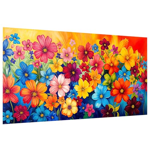 JOOZ Large Diamond Art Kits for Adults - 5D Flowers Diamond Painting Kits, DIY Round Full Drill Floral Diamond Art Painting for Beginners, Gem Art Kits for Home Wall Decor 27.5x15.7 Inch - color: Flowers 271