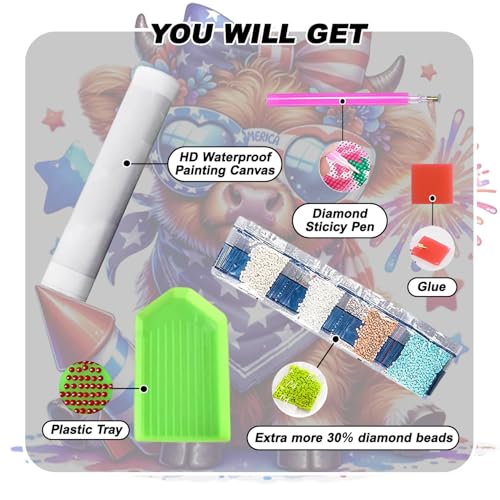 GOUOYANA Highland Cow Diamond Art Kits for Adults Cow Diamond Painting Kits - color: DP02808