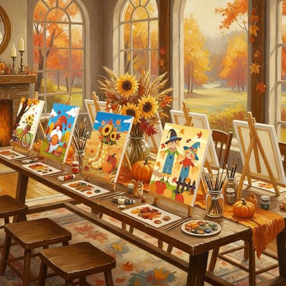 Sherr 12 Pcs Pre Drawn Canvas for Adults,Autumn Harvest,8 x 10 Inch - size: 8 x 10 Inch, style: Autumn Harvest