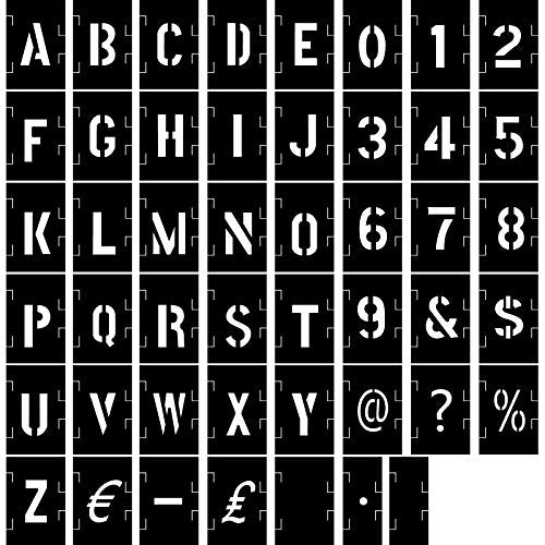 Zonon 153 Pcs 2 Inch Letter Stencils for Painting Number Symbol Stencil Set Reusable Plastic Alphabet Painting Templates Interlocking Kit for Wood Wall Fabric Door Craft DIY Art Projects - size: 2 Inch