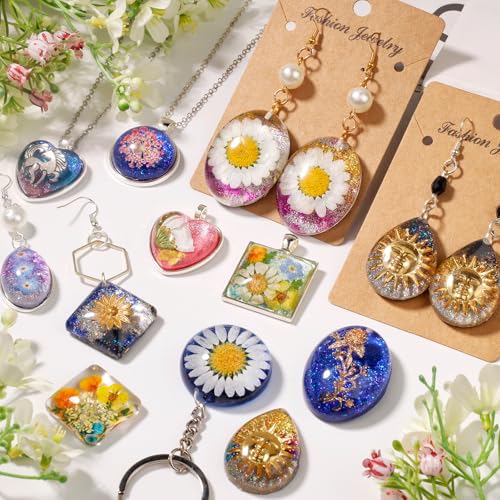 LET'S RESIN Cabochon Gems Resin Molds, 36-Cavity Jewelry Making Kit | Includes 16 Metal Pendant Trays, Silicone Molds for UV & Epoxy Resin, Pendants, Earrings, Necklaces, DIY Craft Supplies