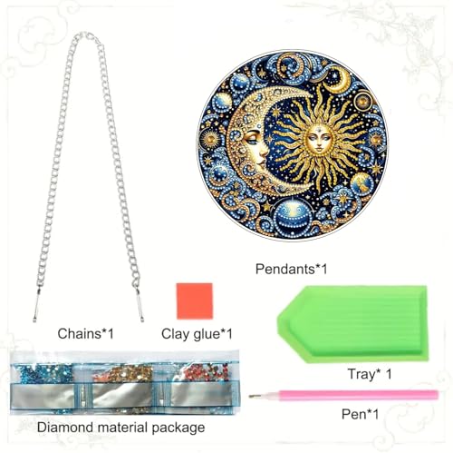 RYMILIE Hanging Diamond Art Kits for Adults Sun and Moon 8x8inch - color: DP01391
