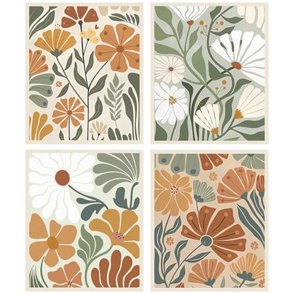 Yeaqee 4 Pcs Diamond Art Kits for Adults Gem Painting Kit DIY Abstract Flowers Jewel Diamond Art for Beginners Aesthetic Room Crafts Cute Painting Pictures 5d Craft Wall Decor for Home 10 x 11.8'' - style: Abstract Flowers