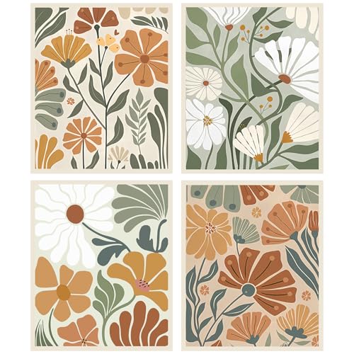 Yeaqee 4 Pcs Diamond Art Kits for Adults Gem Painting Kit DIY Abstract Flowers Jewel Diamond Art for Beginners Aesthetic Room Crafts Cute Painting Pictures 5d Craft Wall Decor for Home 10 x 11.8'' - style: Abstract Flowers