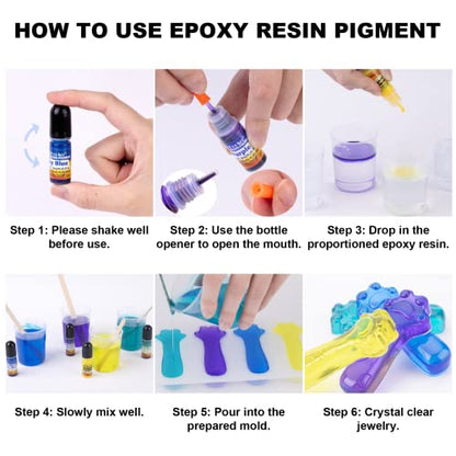 Epoxy Resin Pigment - 30 Colors Transparent UV Resina Dye, Highly Concentrated Epoxy Resin Colorant for Jewelry Making Kit, DIY Crafts - 0.25 oz