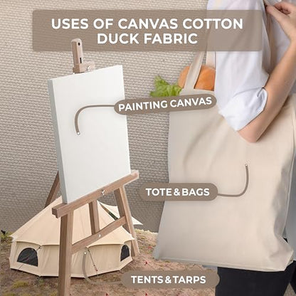 Canvas Fabric | Cotton Duck | Heavy | Natural 10oz | 63'' Wide | Arts & Crafts, Backings, Covers, Placemats (10 Yard) - size: 10 yard bolt