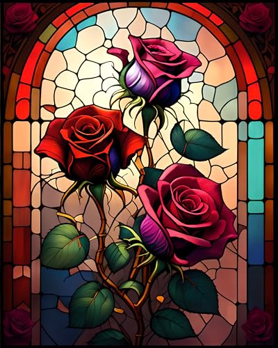 Yeadiffy Diamond Art Painting Kits for Adults Diamond Art Kits for Adults Beginners,5D Translucent Gems Diamond Painting,DIY Full Drill Diamond Gem Art and Crafts 12x16inch (Glass Flower) - color: Glass Flower