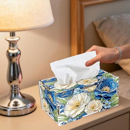 LSQFS DIY Diamond Painting Tissue Box for Adults for Home Office Vanity - color: Flowers