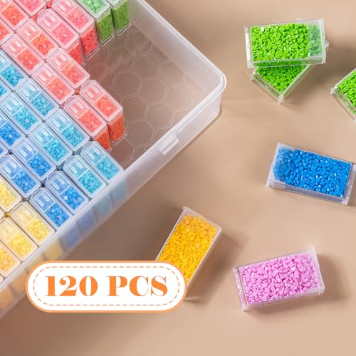 Diamond Painting Storage Containers with Lids - 120PCS Portable Transparent Plastic Set, Perfect for Diamond Art Storage, Diamond Art Supplies, Diamond Art Accessories & Diamond Art Kits for Beginners - color: 120