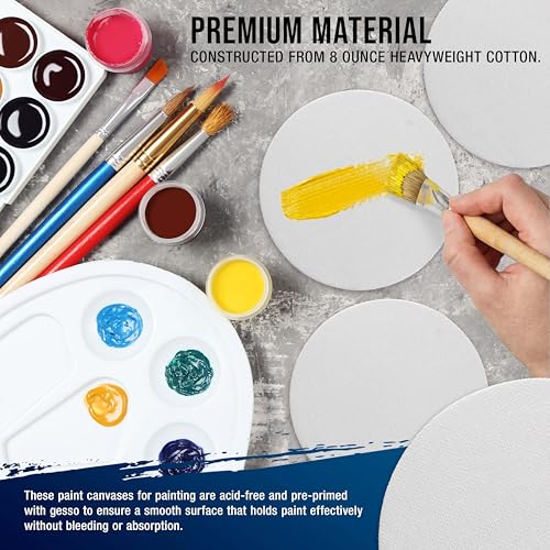 U.S. Art Supply Mini Magnetic Canvas Panels, 24 Pack, 4 Inch Round - size: 4"