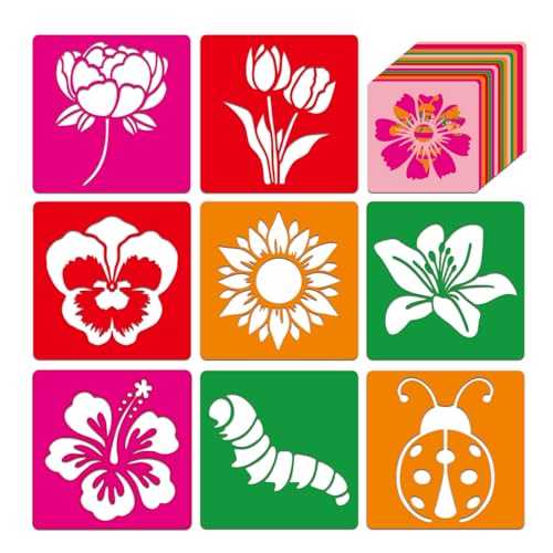 24 Pcs Stencils for Kids Spring Themed Outside Sidewalk Chalk Stencils 5" - size: Spring 5 Inch